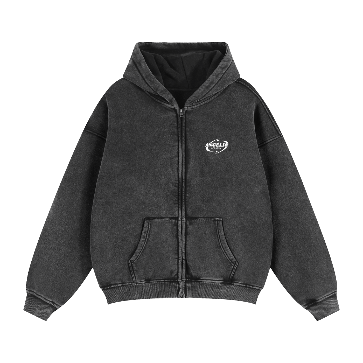 Zip-Through Boxy Fleece Hoodie – Angelic Apparel Zip-Through Boxy Fleece Hoodie – Angelic Apparel